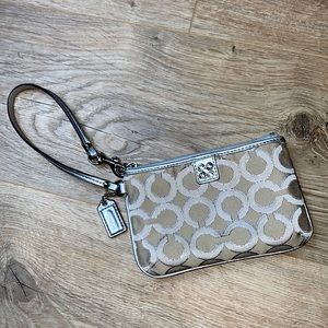 Coach Signature Cream Canvas Wristlet